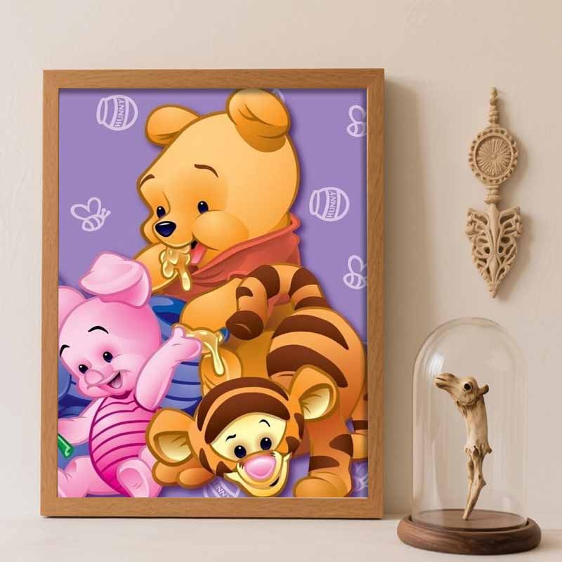 Disney Diamond Painting 5D Handmade DIY Winnie the Pooh Diamond Stickers Home Room Decorations Gifts for Her Him Round 20x30cm