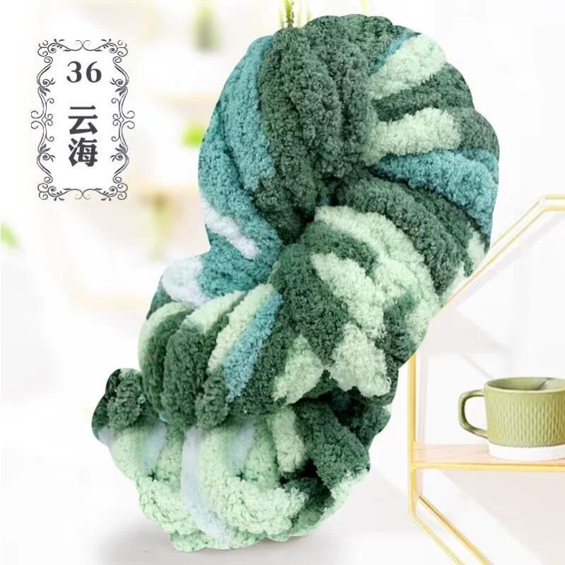 Thick Chenille Yarn for Blankets, Super Soft and Fluffy Giant Chenille-Style Polyester Yarn for Home Decor Projects