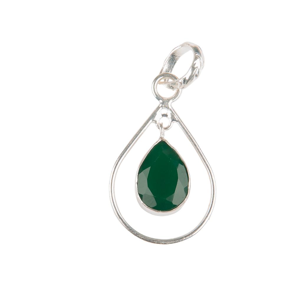 Green Onyx Gemstone 925 Sterling Silver Jewelry Handmade Pendant 1.60" For Gift PP-3-16