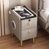 Luxury Narrow Bedside Table with Wireless Charging and Multi-functional Storage
