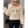 Maglietta a Maniche Lunghe con Scollo a V per Autunno Inverno, Maglieria Casual Elegante e Comoda per Donna, Top alla Moda Crossbody Stile Europeo Americano