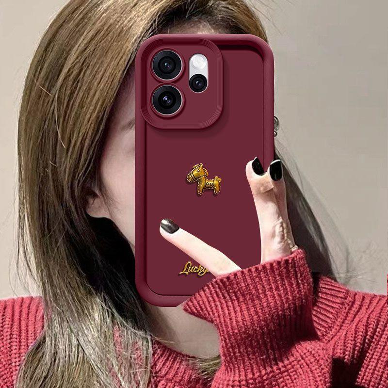 Custodia Carina 3D Cavallo Dorato Con Cordino Per Telefono Per OPPO Reno 15 14 13 12 11 10 8 Pro 7 6 5 4 Lite 3 14F 13F 12F 11F 2F 8Z 8T Cover