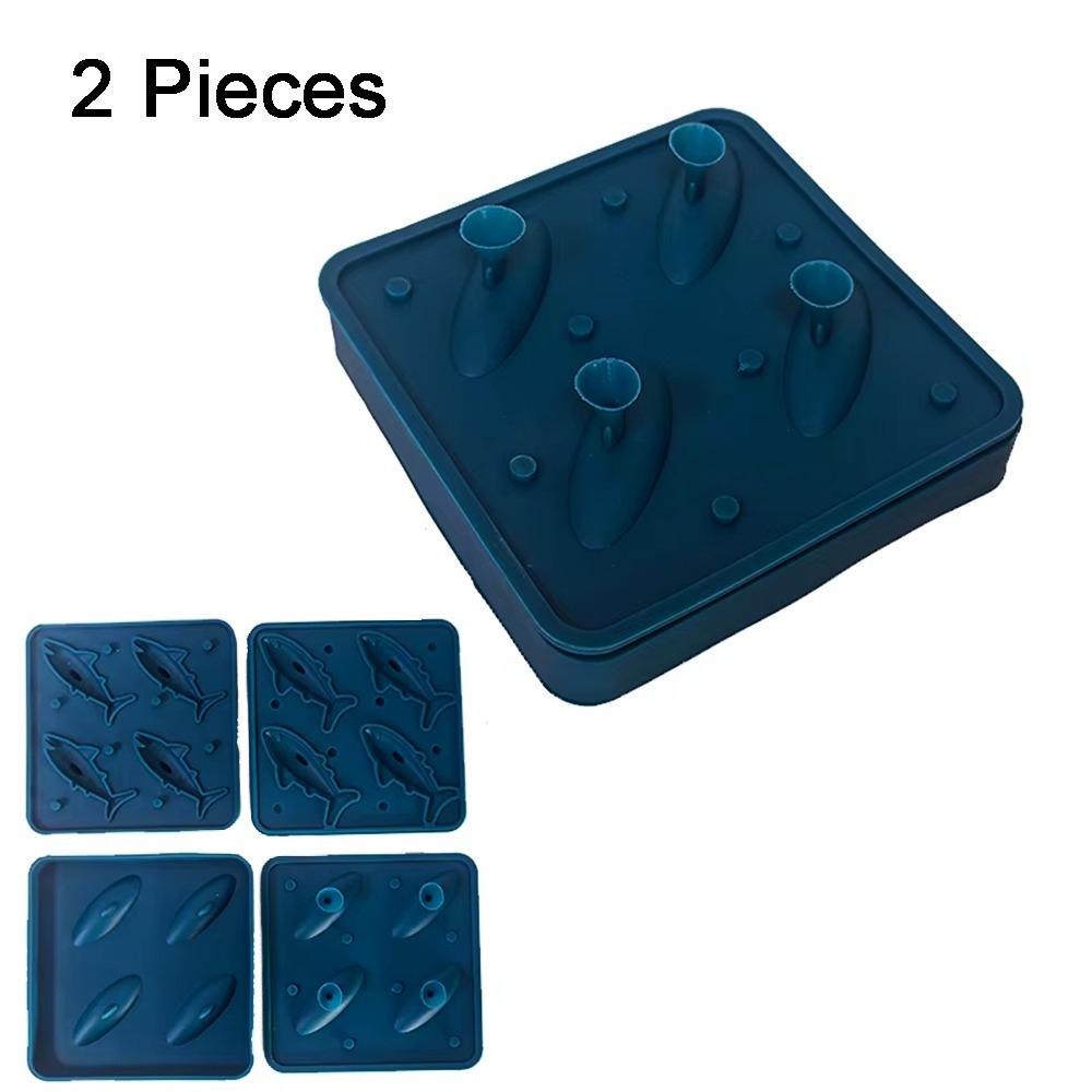 

2PCS Food Grade Shark Shaped Ice Mold Silicone Shark Ice Cube Maker Chocolate синій