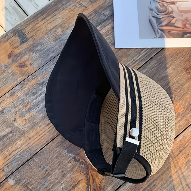 1 Stück Damen atmungsaktiver, leichter Eimerhut mit breiter Krempe, mit Stroh und schwarzer Borte | Stilvoll für Outdoor-Aktivitäten, Strand und Sommer-Mode