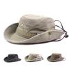 Bob d'extérieur Homme Été Respirant Chapeau Panama Coton Jungle Pêche Chapeau en Maille Randonnée Plage Protection Solaire Casquettes Pour Homme