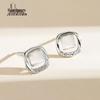 S925 Sterling Silver Cat's Eye Stone Square Earrings - Minimalist Korean Style for Autumn/Winter