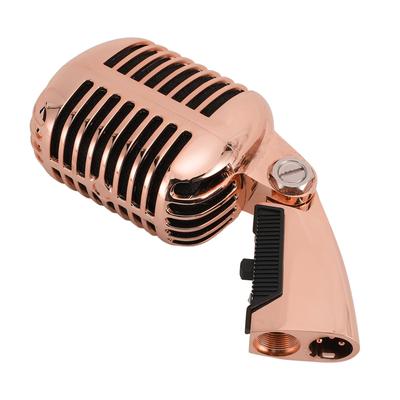 Microphone vintage en alliage de zinc à tension automatique, support rotatif, microphone vocal dynamique rétro pour karaoké