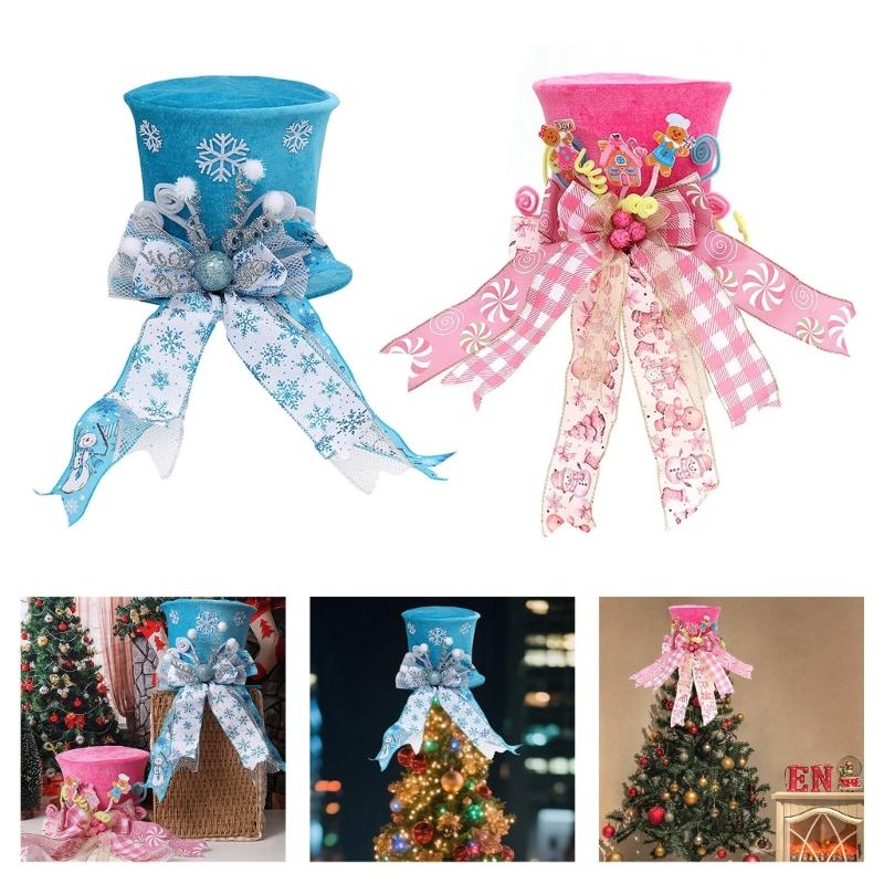 Folding Christmas Tree Top With Big Bowknot Embellishments for Indoor and Outdoor Winter Holiday Party Centerpieces