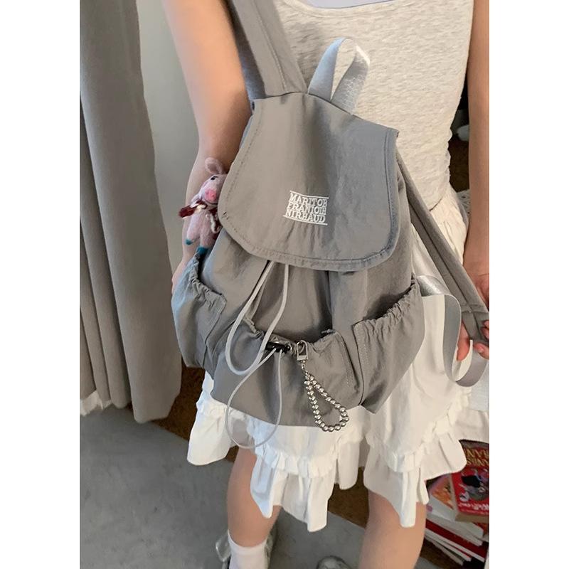 

Korean nylon canvas backpack bag women s 2025 new trendy fashion letter backpack casual large-capacity hiking bag серый