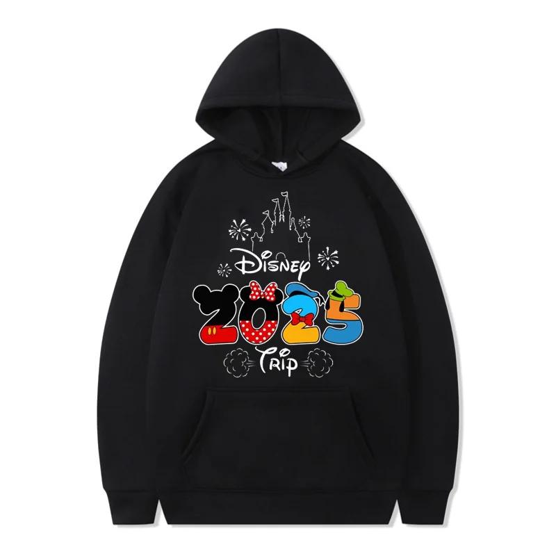 Funny Disney Hoodie My First Trip 2025 Mickey Minnie Printed Pullovers Tops Autumn Versatile Sweatshirts Women Casual Clothes