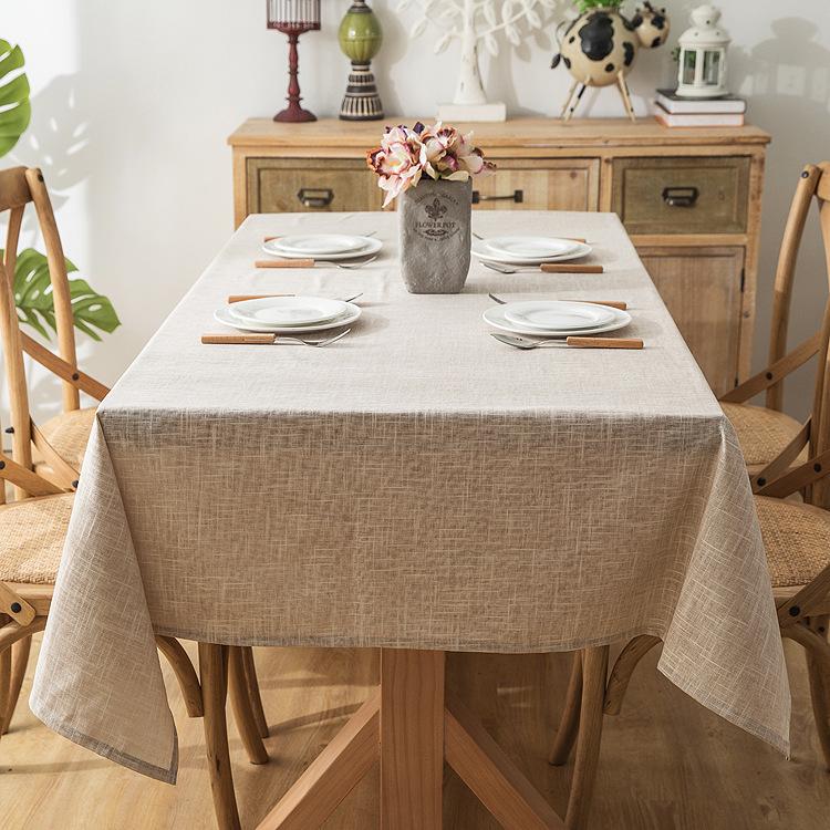 Modern Simple Waterproof Linen Bamboo Solid Color White Home Hotel Tablecloth, Plain Coffee Table Table Cloth