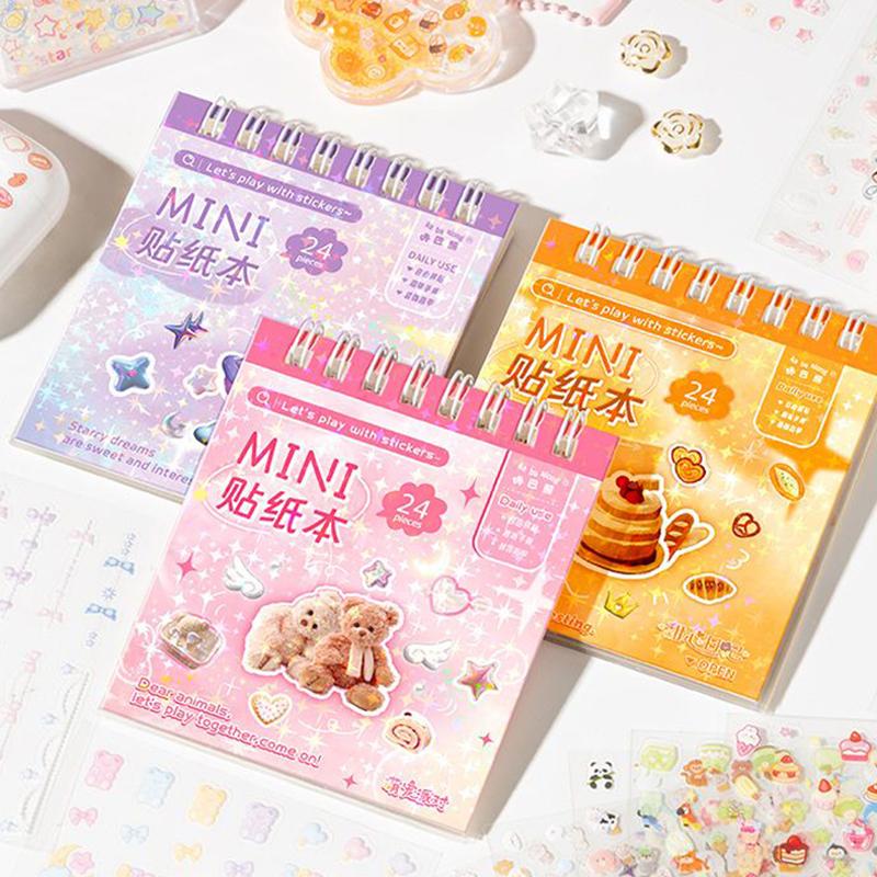 Cartoon Mini Sticker Book Tiny Pet Food Stickers Book Children Girls Nail Sticker Decor Diy Notebook Scrapbook Planner Decals