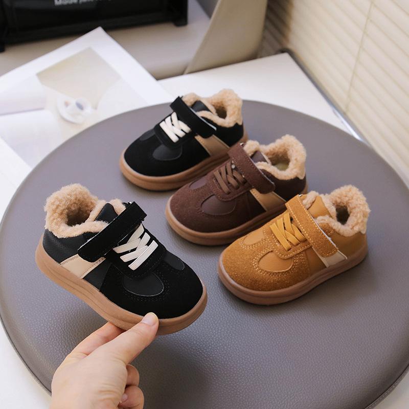 Boys and girls 2025 winter new casual velvet versatile fashion children's warm cotton boots children's shoes sports shoes