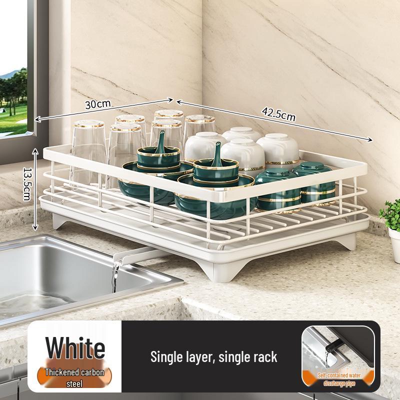 Multifunctional Kitchen Countertop Dish Rack with Storage for Bowls, Chopsticks, Plates, and Cutlery