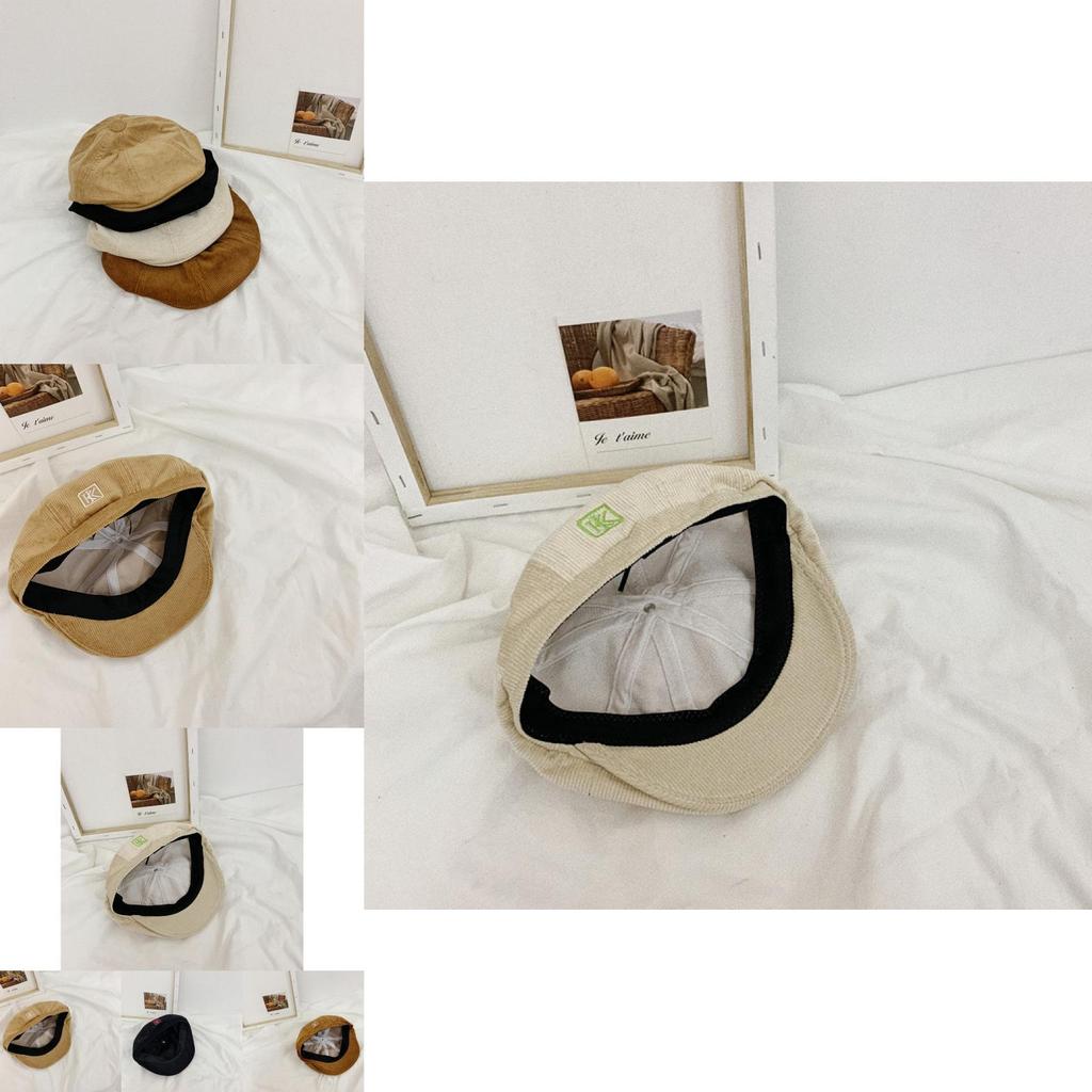 Stylish Embroidered Corduroy Newsboy Cap For Women Retro Beret Hat All Seasons
