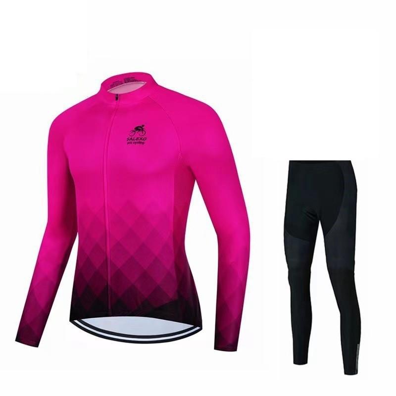 Mens Long Sleeve Cycling Jersey Set Quick Dry Breathable Lightweight Road Mountain Bike Apparel Fall Season