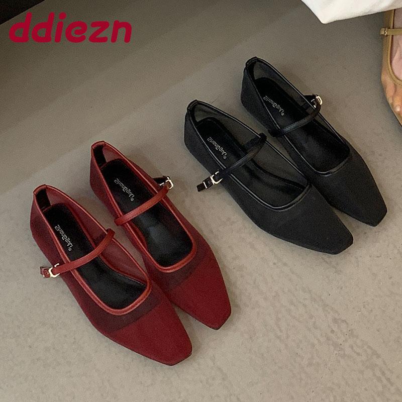 Mode Mode Netz Damen Ballerinas Mary Janes Schuhe Schnallenriemen Weibliche Atmungsaktive Schuhe Flach Damen Ballerinas Schuhe Neu 2025
