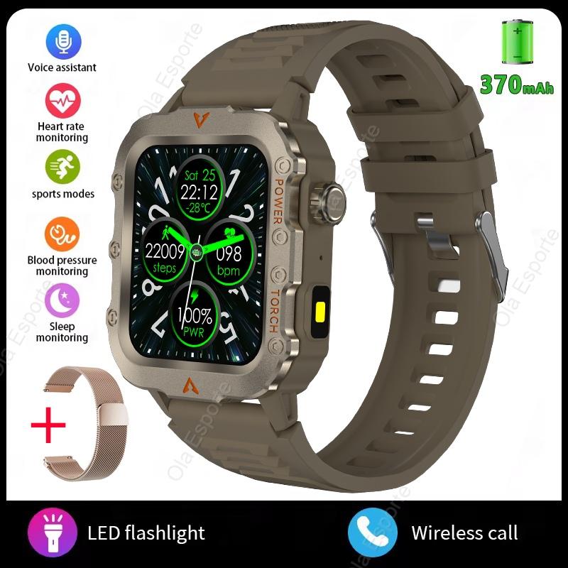 New Sports Smartwatch Bluetooth Call LED Flashlight Sleep Health Monitoring Fitness Tracking Men Outdoor Smart Watch HT30