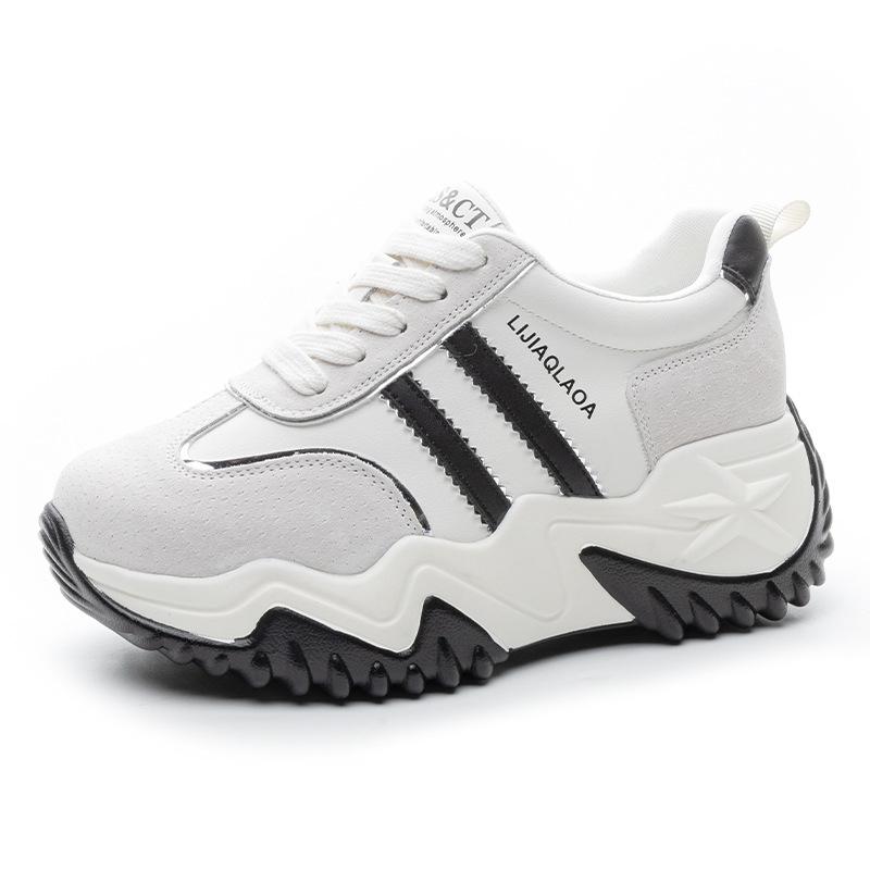 Dad Shoes Frühling und Herbst Neu Dicke Sohle Höherlegung Kleine Forrest Gump Schuhe Sport Leder Atmungsaktiv Freizeit Schuhe