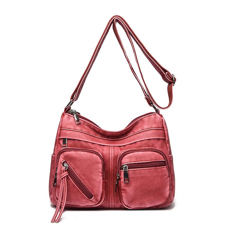 Bolso de Hombro Único para Mujer con Múltiples Bolsillos, Bolso de Mano Suave, Bolso Cruzado Informal, Bolso Retro Tipo Mamá para Mujer