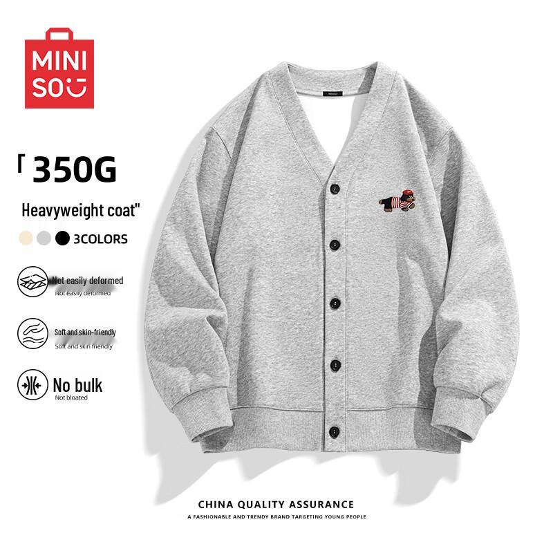 

MINISO Men s Heavyweight Dog Print Knit Cardigan 4XL