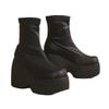 Autumn and winter new round head thick-soled knight boots women's small slim muffin wedge heel long Martin boots