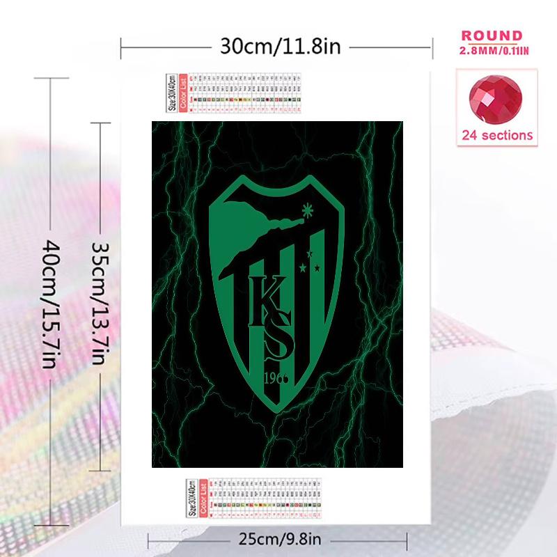 Green Shield Emblem 100% Round Full Drill 5D DIY Diamond Painting Embroidery Cross Stitch Rhinestone Decor