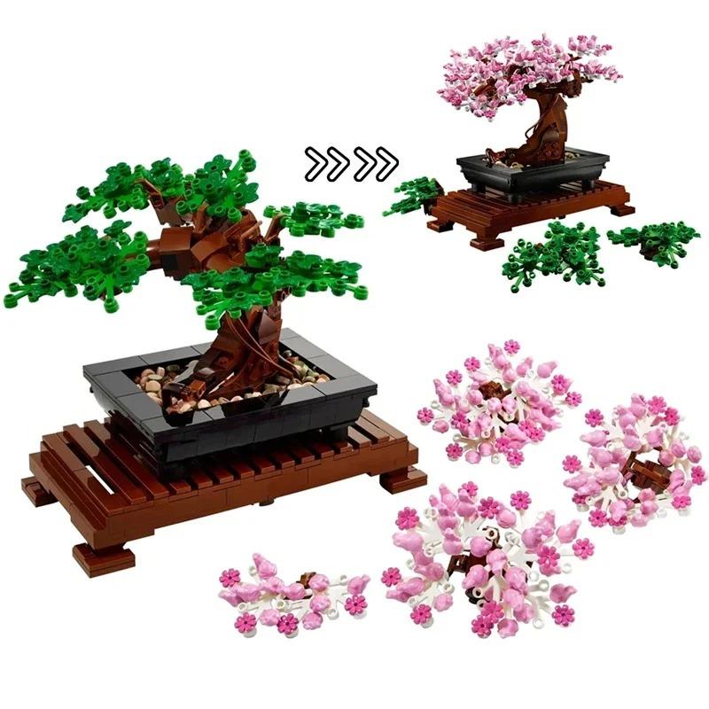 Miniso Disney Creative Fit Legoin 10281 Bonsai Tree Flower Bouquet Building Blocks Model  Plant Potted Bricks Toys for Kids Gift