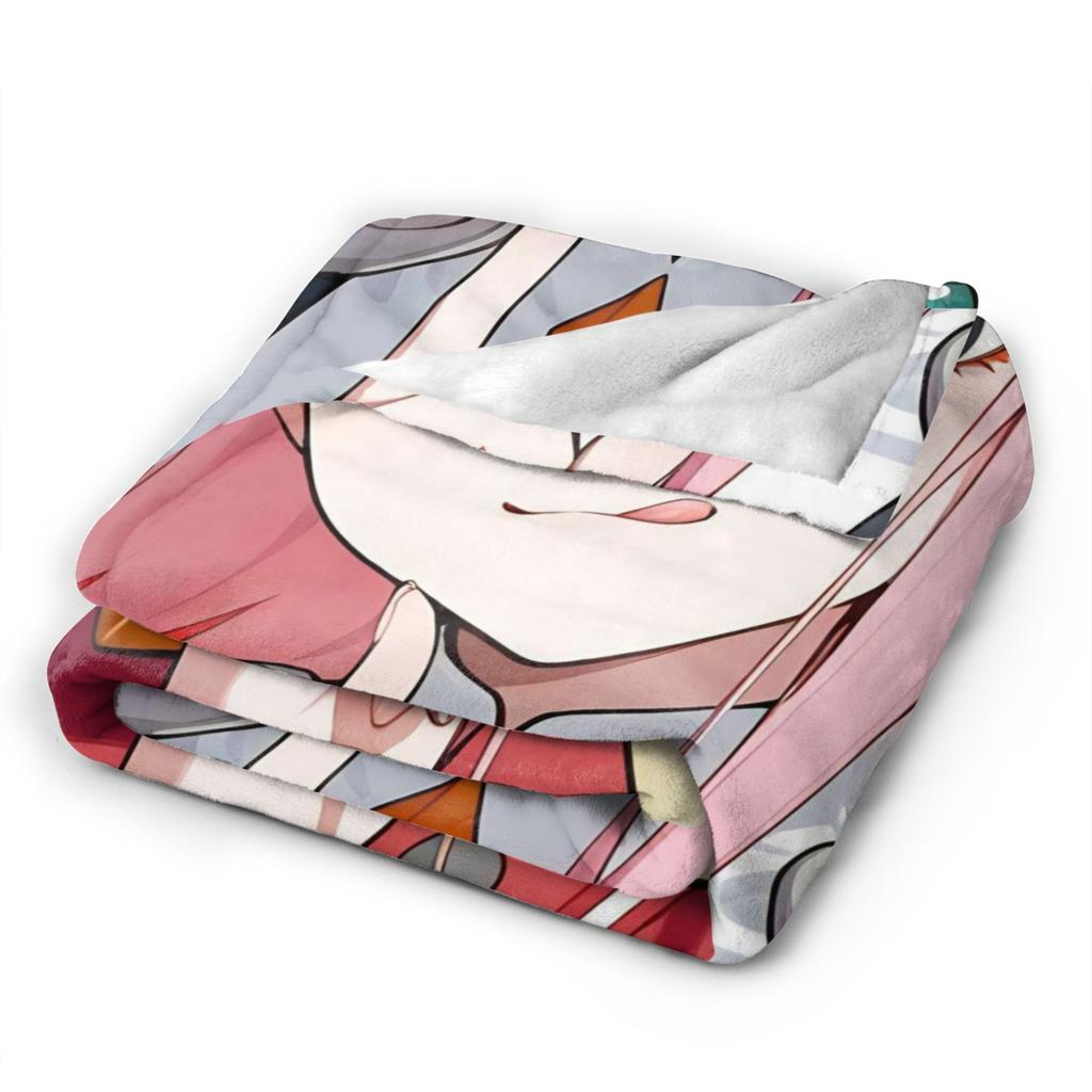 Zero Two 002 DARLING In The FRANXX Fuzzy Blankets Sexy Girl Creative Throw Blanket for Home 125*100cm Lightweight