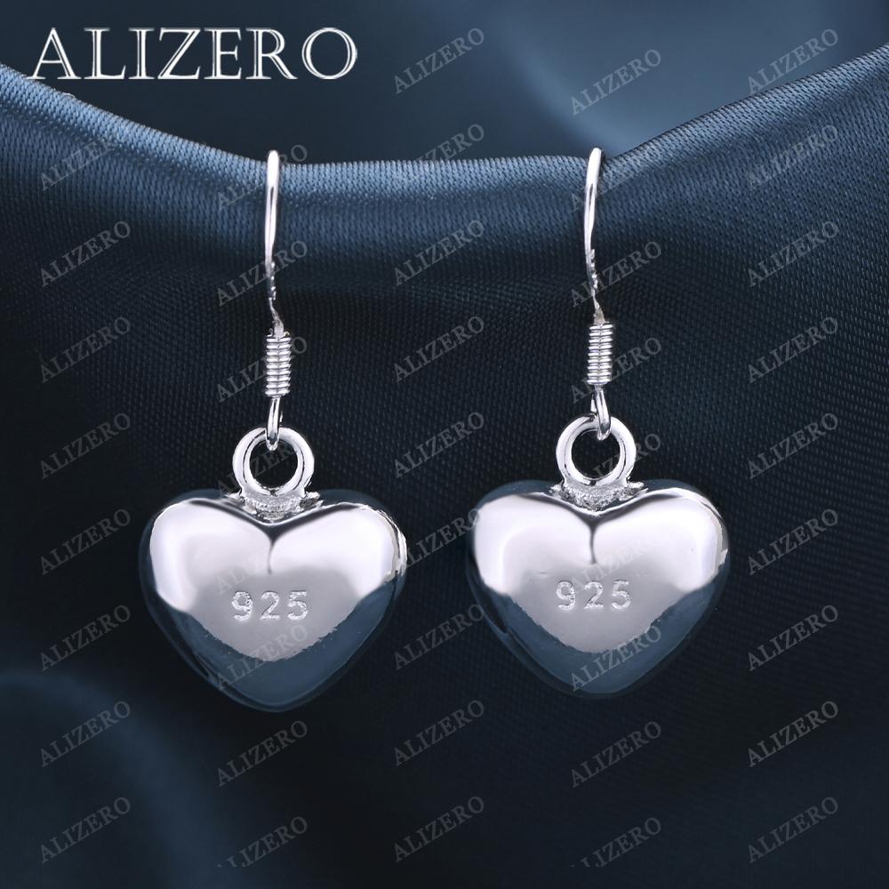 

ALIZERO Gold Heart Earrings For Women Wedding Party Gifts Fashion Jewelry 925 Silver Drop Earring серебряный