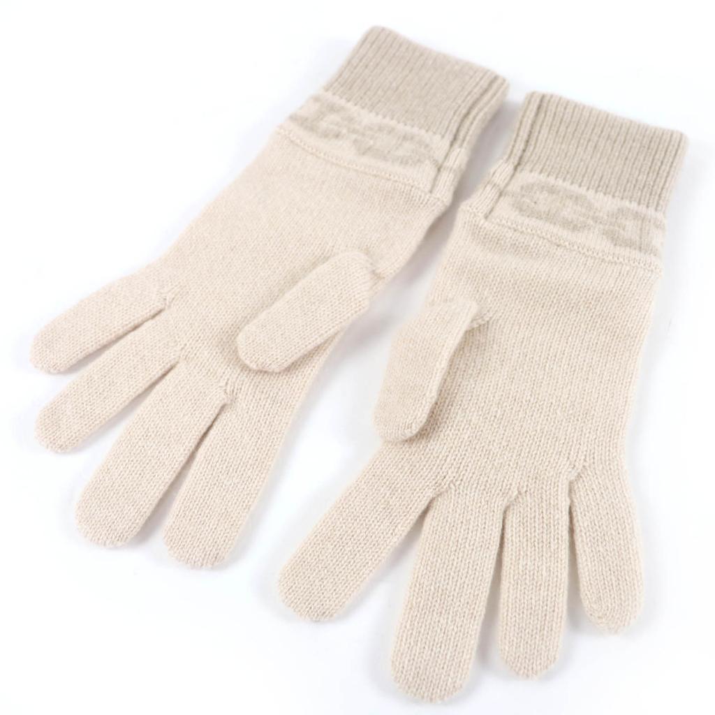 Excellent HERMES gloves Haven Chaine d'Ancre Knit Gloves beige cashmere Women S Used