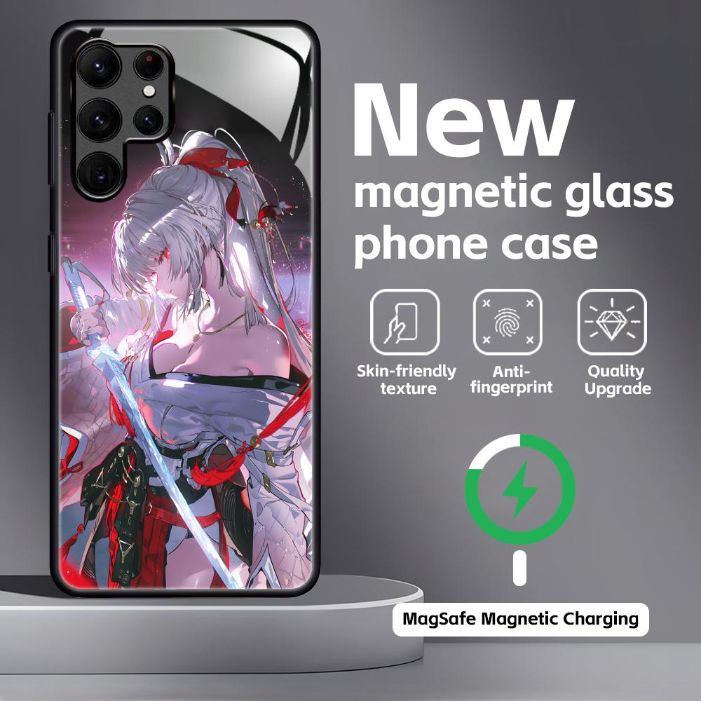 Wuthering Waves Hiyuki Phone Case For Samsung S26 S25 S24 S23 S22 S21 Plus Ultra Note20 Glass Magnetic Case