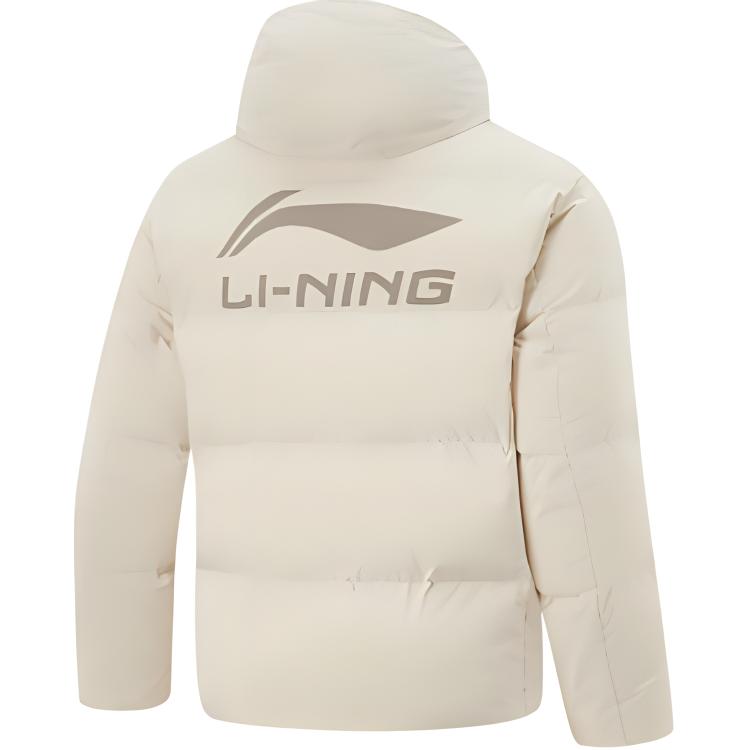 Li Ning CBA Series Professional Basketball Series Sports Casual Simple Solid Color Loose Hoodie Cotton Jacket Men Jackets Oatmeal-Gray AJMU087-5
