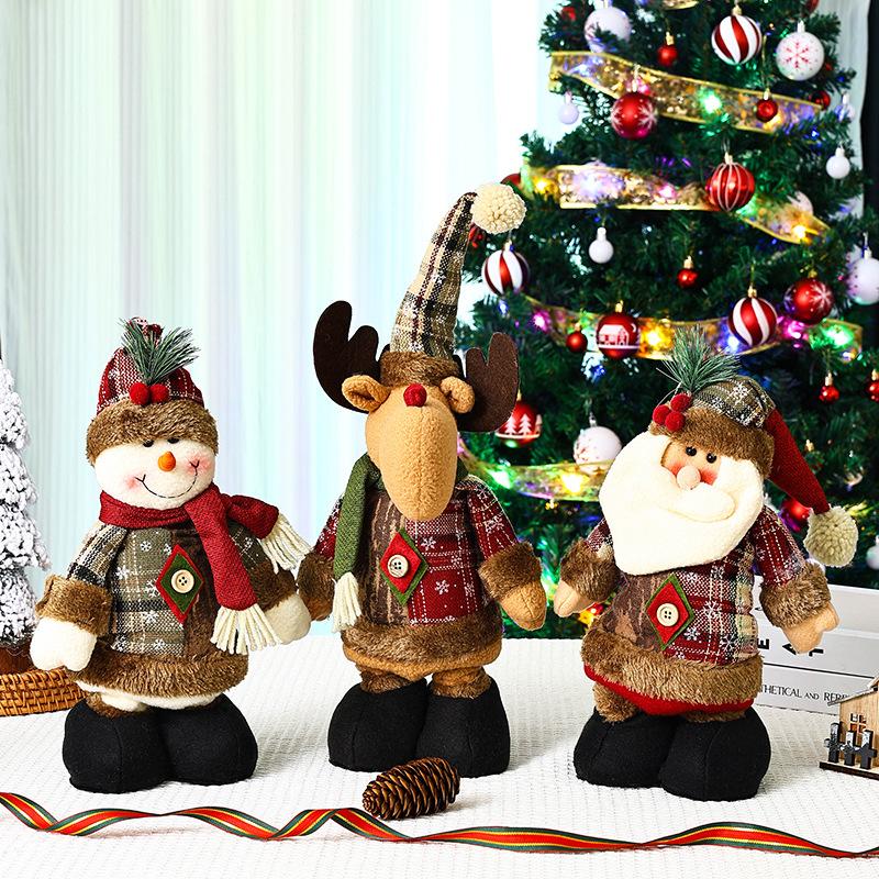 Christmas Retractable Doll Window Decoration Santa Claus Snowman Standing Doll Christmas Gift Decoration