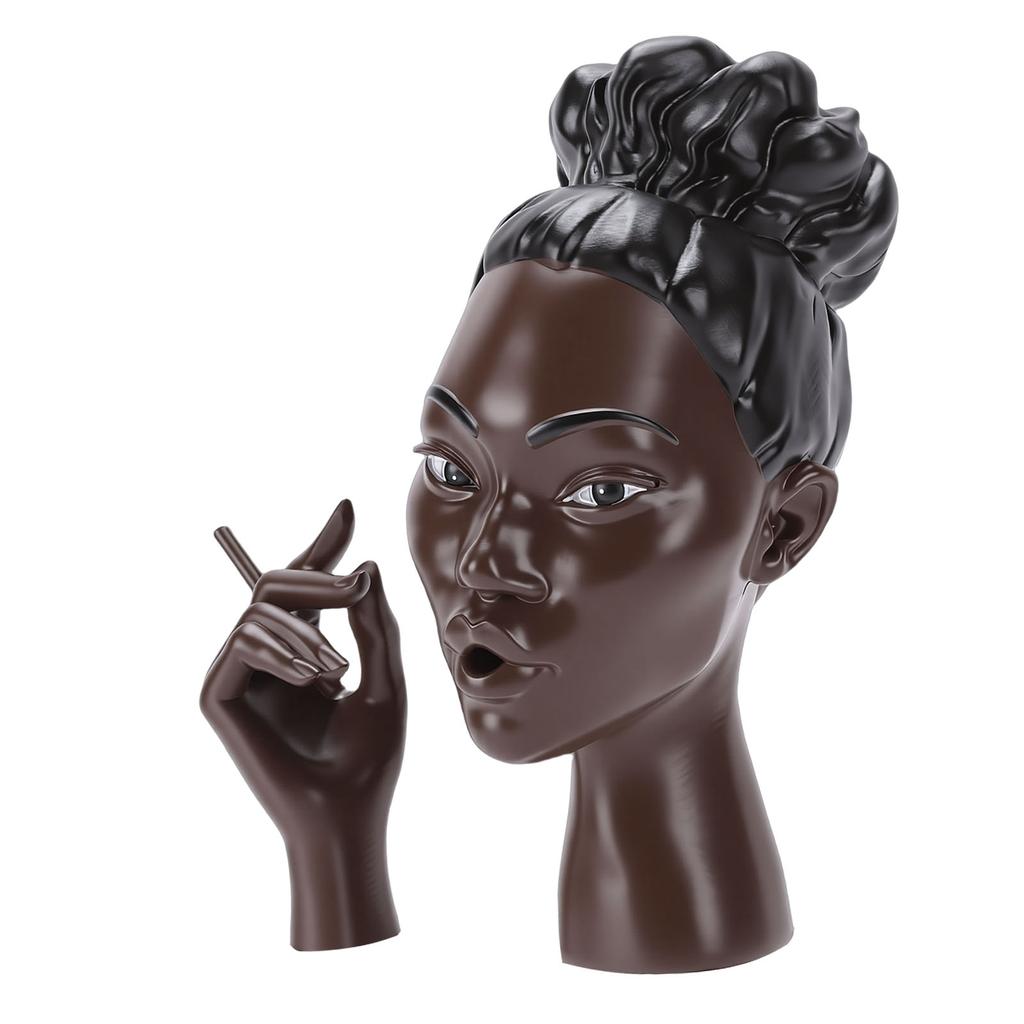 Head Scents Holder Funny Elegant Black Women Head Shaped Resin Home Office Desk Decor for Incense