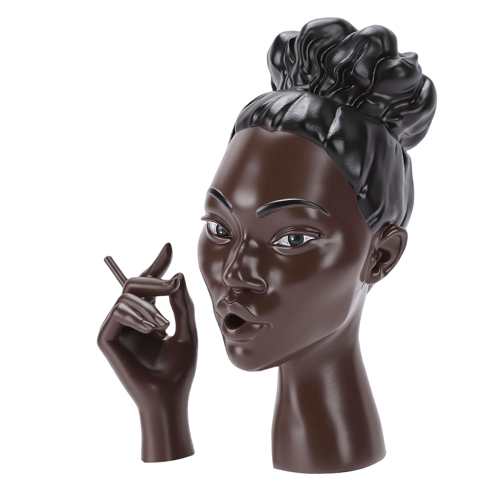 

Head Scents Holder Funny Elegant Black Women Head Shaped Resin Home Office Desk Decor for Incense Type 2