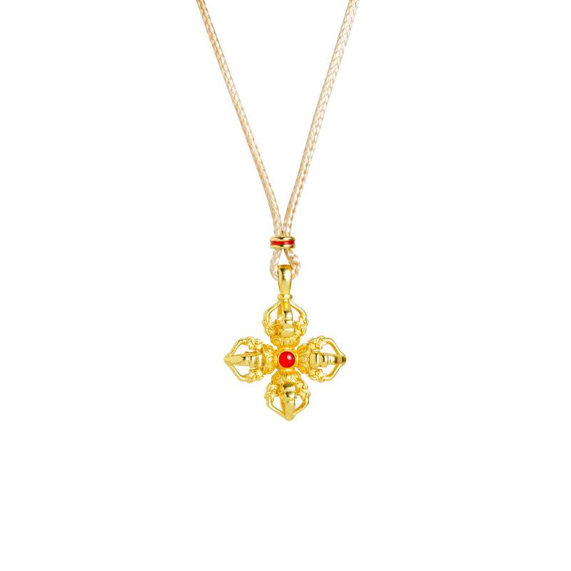 Ethnischer Stil Eingelegter Dämonenbezwingender Vajra Design Schmuck Halskette Anhänger