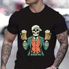 Skeleton Cheers Beers Print Summer T-shirt Men Skeleton and Beer Pattern Funny T Shirts Man Beer Lover Gifts Fashion Casual Tops