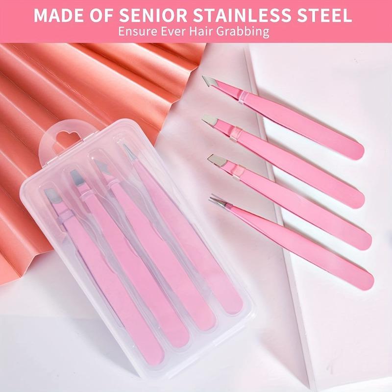 4pcs Eyebrow Tweezers Set Stainless Steel Precision Tweezers For Hair Removal