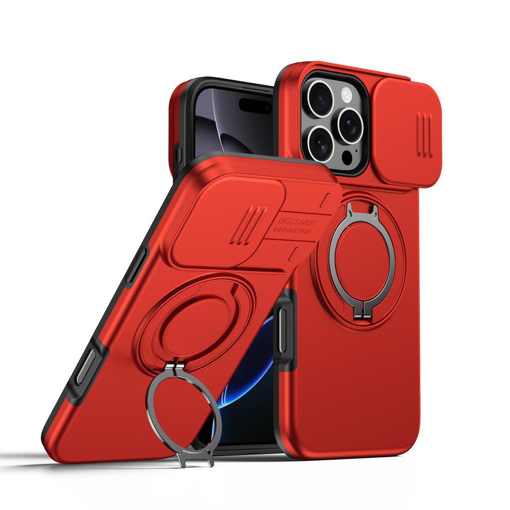 Armor Case For iPhone 17 16 15 14 13 12 Pro Max Plus 17Air Heavy Duty Rugged Magnetic Bracket Slide Camera Protection Cover