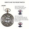 Exquisite Vintage Bronze Steampunk Pocket Watch Carved Hollow Arabic Numerals Flip Quartz Clock Retro Necklace Hanging Watch