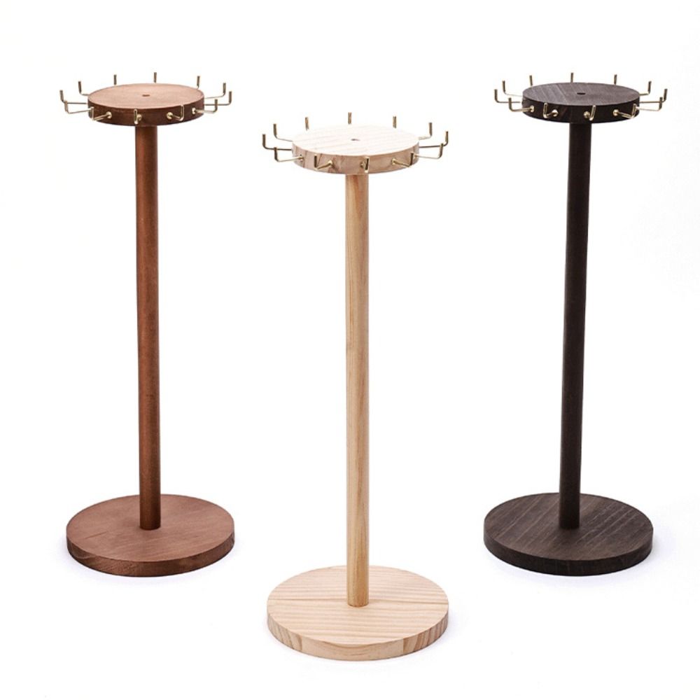 Solid Wood Necklace Earrings Holder Pendant Bracelets Jewelry Storage Rack Vertical
