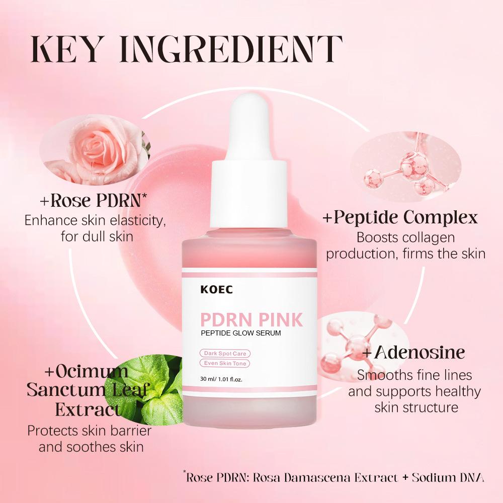 KOEC Siero Viso Rosa con Peptidi di Salmone PDRN Idratante Illuminante Riparatore Antirughe Rassodante 30ml