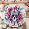 Metal Wind Chime with Rose Skull Butterfly Design for Indoor Outdoor Garden Decor Christmas Thanksgiving Holiday Hanging Ornament