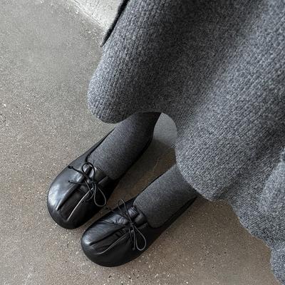 Chaussures simples décontractées à lacets plissées rétro faites à la main 2025 nouveau cuir de vache bout rond à visage souple chaussures de grand-mère chaussures Doudou