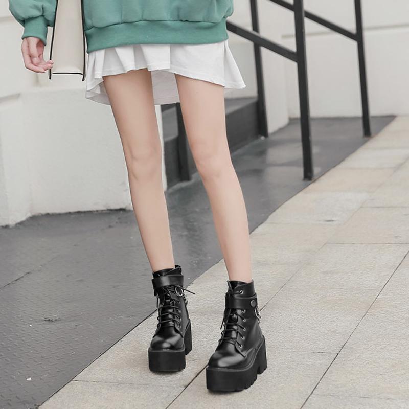 MONMOIRA Cadenas metálicas Plataforma gruesa Botas de mujer Botas redondas  Toe Martin Botas De mujer Negro Punk Botas góticos SWE0872 comprar a buen  precio — entrega gratuita, reseñas reales con fotos — Joom