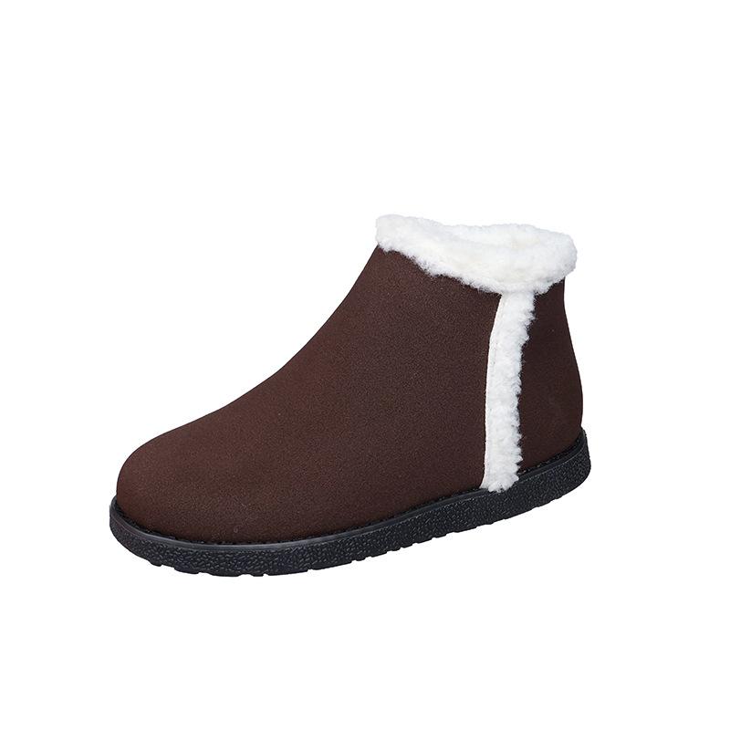 Womens Snow Boots Ankle Flat Round Toe Shoes for Women Brown Tabi Booties High Quality Spring 2024 Autumn No Slipery Hot New In