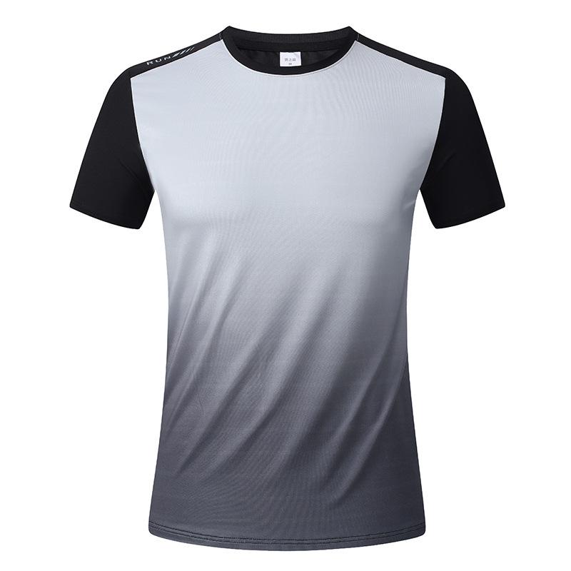 

Outdoor sports fitness men s t-shirt summer crew neck running top quick drying gradual change short sleeves M чёрный