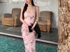 Butterfly Print Spaghetti Strap Waist-Hugging Backless Bodycon Dress for Women - Long, Summer Style