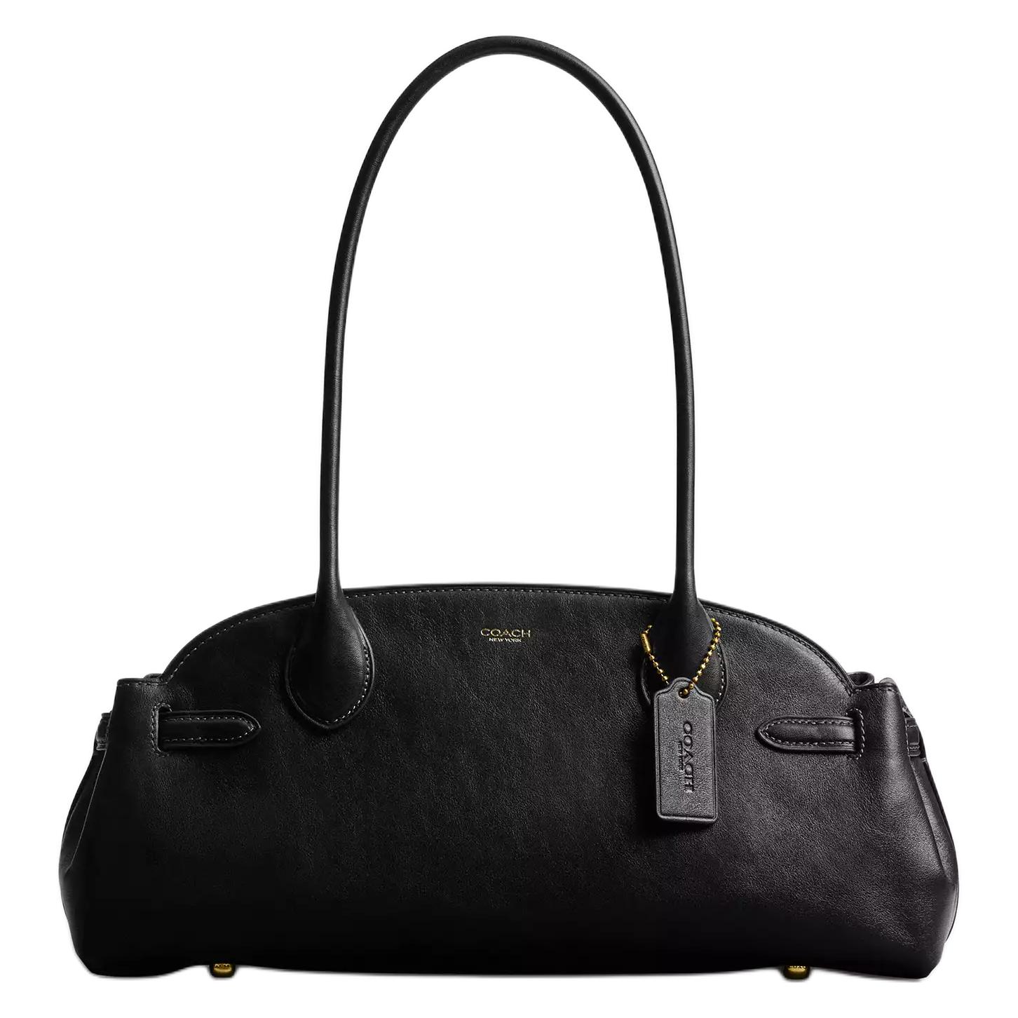 

Coach Empire Carryall 34 Logo Gold Hardware Leather Shoulder Bag Large Women Shoulder Bag Black CCM57-B4BK Basic Set (Bag+Dust Bag)